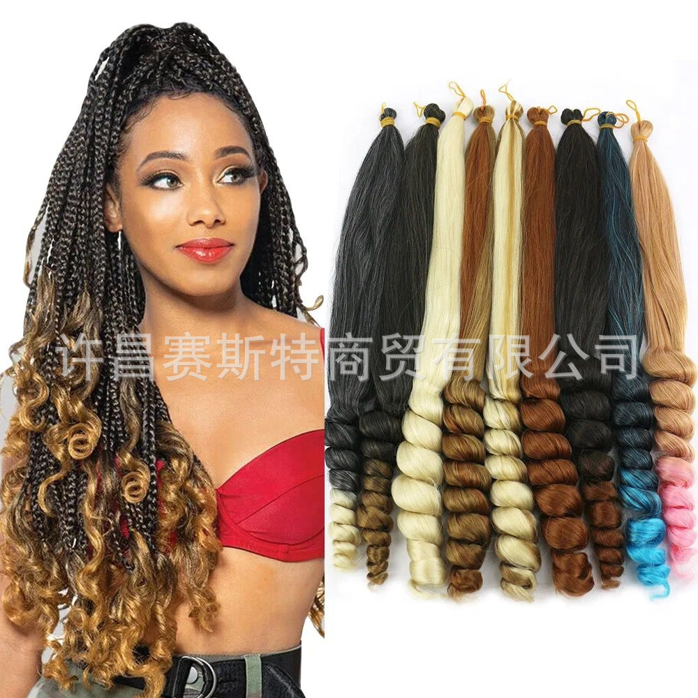 Perucas de fibra química de comercio exterior, rollo directo hacia arriba y hacia abajo, tubo de rollo directo hacia abajo, rollo directo hacia arriba y hacia abajo, rollo directo hacia abajo