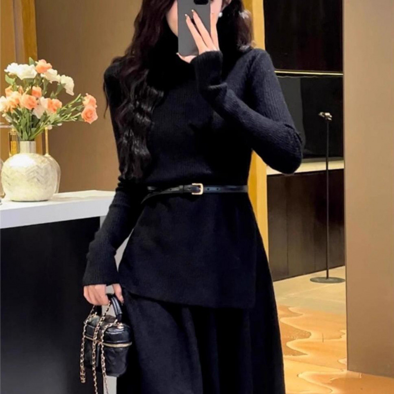 小个子韩系穿搭连衣裙子女早秋季2025新款气质感时尚套装长裙|undefined