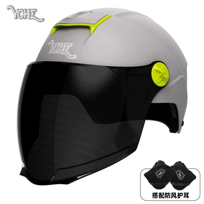 Motosiklet dəbilqələri Flagship 3C Certified Helmet for - one-size-fits-all-dk2-3c-matte-cool-gray-long-black-mirror-comes-with-ear-protection