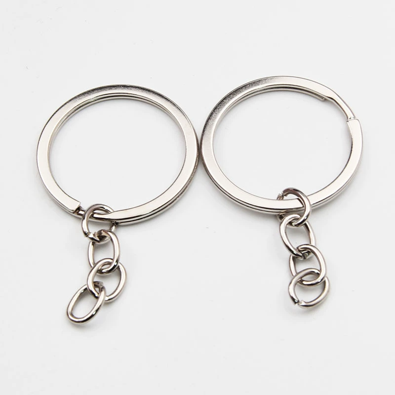 Оптовая продажа фабрики металлическое покрытие плоский брелок подвесная цепь DIY многоцветный Мульти-Спецификация плоское кольцо двойной ключ кольцо висит O цепь