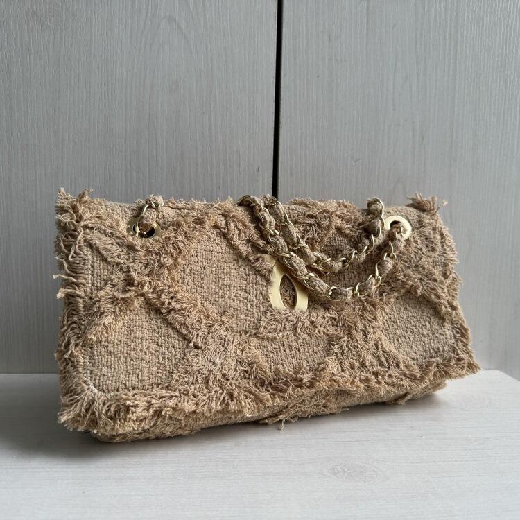 Large Quilted Fur Lace cf Straw Bag Woven Bag Linen Wheat Ear Flip Bag Armpit Bag Women's Bag Crossbody Shoulder Bag