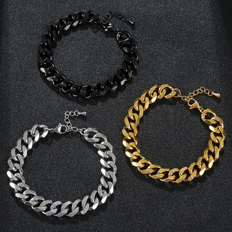 Daily Occasion Stainless Steel Material Hip-hop Solid Color Stainless Steel Plating Gold Plated Unisex Bracelets