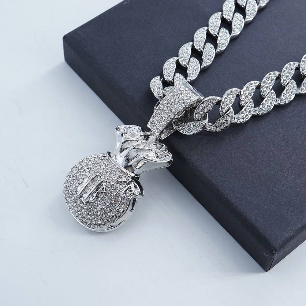 Transfronterizos nuevos de aleación de los hombres europeos y americanos de la aleación de diamantes colgante collar de moda de todos los partidos de hip hop collar
