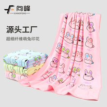 向峰批发印花吸水毛巾儿童卡通浴巾超细纤维洗脸巾沙滩巾柔软洁面