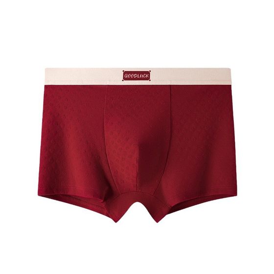 Benmingnian Hongyun Red Men's Jacquard Cotton Underwear Mesh Bacteriostatic Breathable Comfortable Youth Boxer Briefs