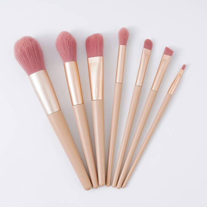 Ins Super Fire Nude Pink 7 Juego de pinceles de maquillaje Cepillo súper suave Cepillo de polvo suelto Cepillo de sombra de ojos Bolsa de cosméticos