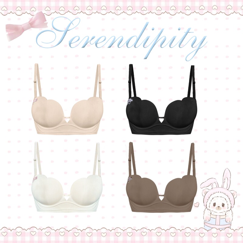 Girl Coconut Coconut Milk Jelly Comic Chest Underwear Thickened 6cm Small Breast Gathering to Make It Look Bigger Seamless Anti-Slip Black