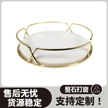 定制北欧创意大理石托盘金属圆盘高档餐厅牛排盘家居首饰收纳盘