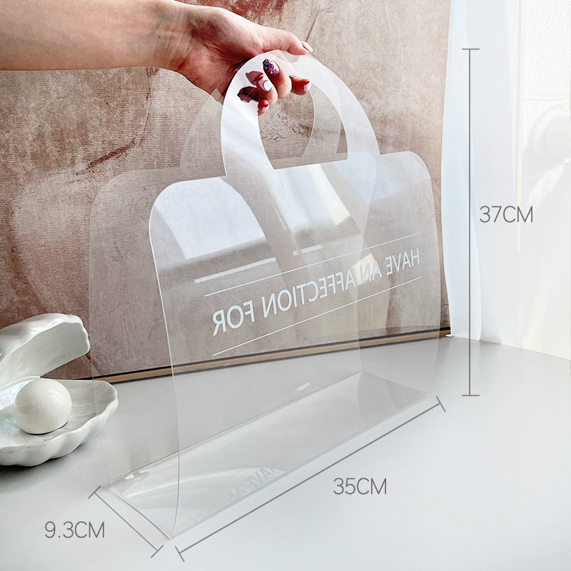 定 制创意全透明PVC手提盒手工花艺包装材料鲜花束网红防水插花盒