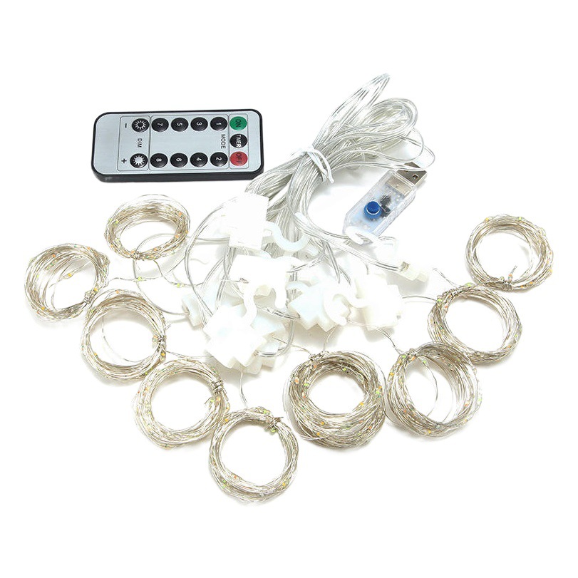Transfronteriza led luces de colores estrelladas luces decorativas de Navidad al por mayor 3*3 M control remoto de ocho funciones luces de cortina de alambre de cobre