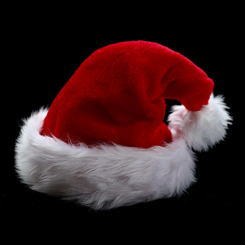 Sombrero de Navidad de tela de nuevo borde blanco de peluche pequeño sombrero rojo de Navidad de invierno atmósfera de peluche de punto sombrero vestido