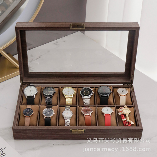 Leather watch storage box dustproof glass cover watch box watch jewelry box bracelet watch box dropshipping