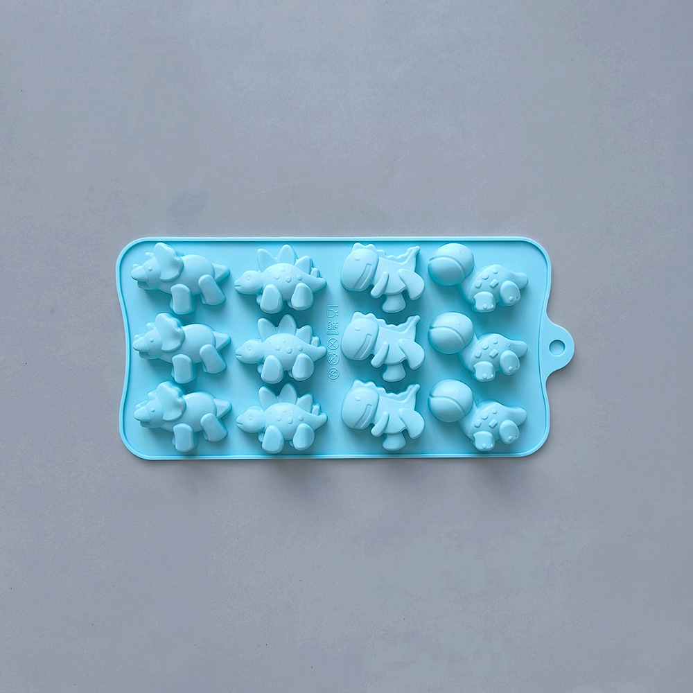 12 dinosaurios de chocolate 582 molde de silicona dulces DIY molde de pastel de goteo molde de horneado de hielo