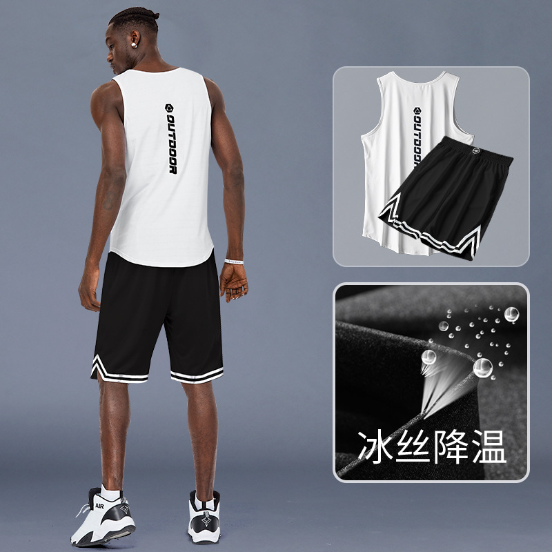 Camiseta de baloncesto hombre chaleco de hielo chaleco americano entrenamiento deportivo de secado rápido equipo de equipo de verano pantalones cortos