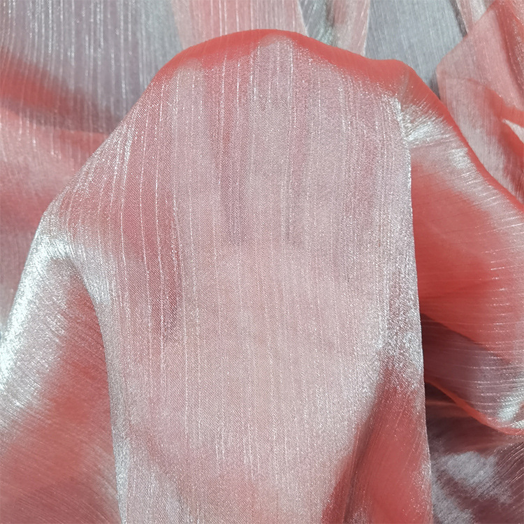 欧根纱冰花皱纱 琉璃缎纱布料大袖衫汉服面料现货供应