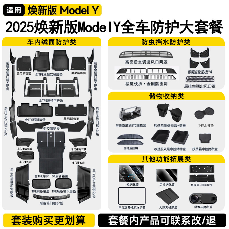 适用特斯拉焕新版ModelY/3官网同款脚垫全包围地毯垫TPE注塑配件|undefined