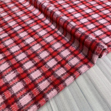 格子呢经典黑白小格子 西装布料 小香风面料长毛工艺羊毛面料批发