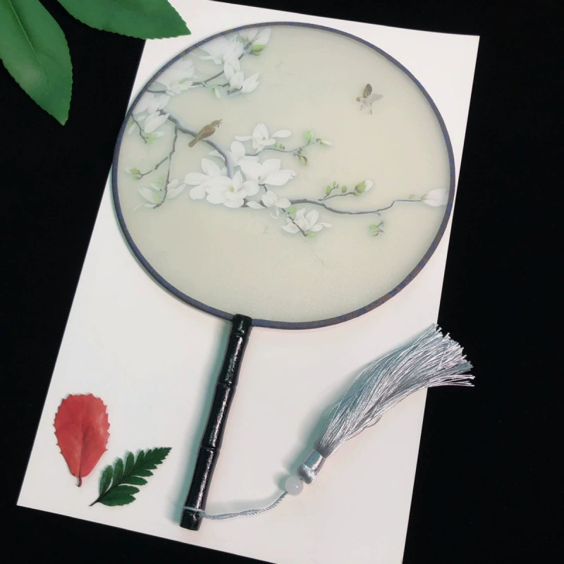 Полупрозрачный круглый веер в китайском стиле, классический двусторонний круглый веер, женский танцевальный веер династии Хань, Cheongsam, детский маленький круглый веер