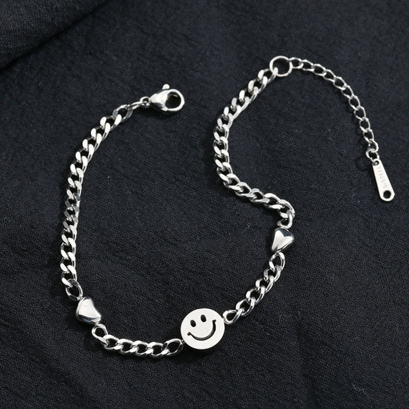 Simple Style Smiley Face Stainless Steel Bracelets Plating Stainless Steel Bracelets