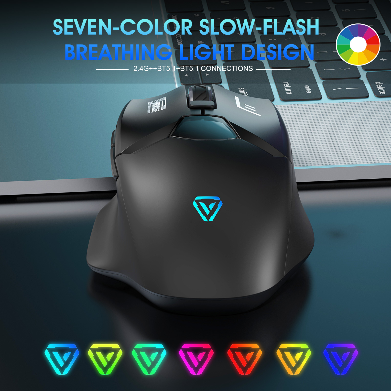 Wireless Bluetooth Dual-Mode-Maus mit Ladefunktion, leise, Gaming, intelligente Bildschirmanzeige, Computer-Monitor-Maus für grenzüberschreitenden Handel