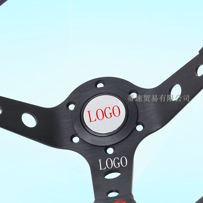Factory Direct Sales Car Modification Racing Competition Steering Wheel 13inch Ultra-Fiber Leather Deep Concave Large Concave Embroidery 320mm