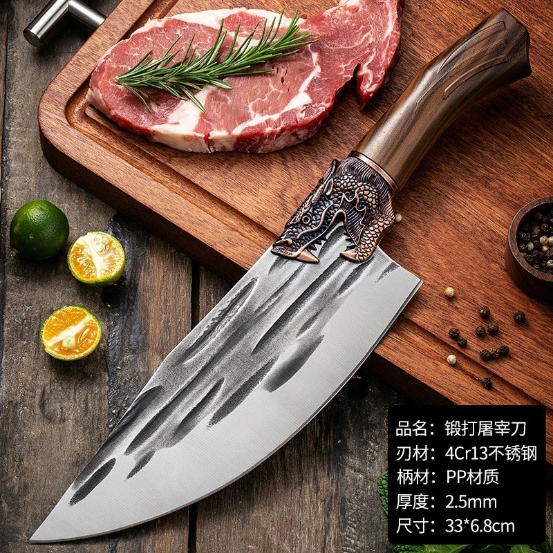 Ручная ковка ножа из нержавеющей стали для резки мяса (Паодзянху), для butcher и хозяйственного использования, деревянная ручка, толщина 1.5–4.0 мм