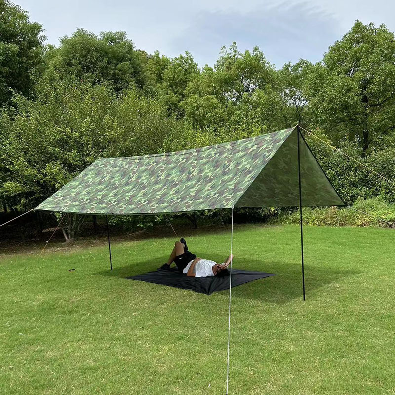 Camouflage canopy, rainproof multifunctional sunshade tent, outdoor ground cloth, essential for travel, convenient foldable canopy for outdoor use