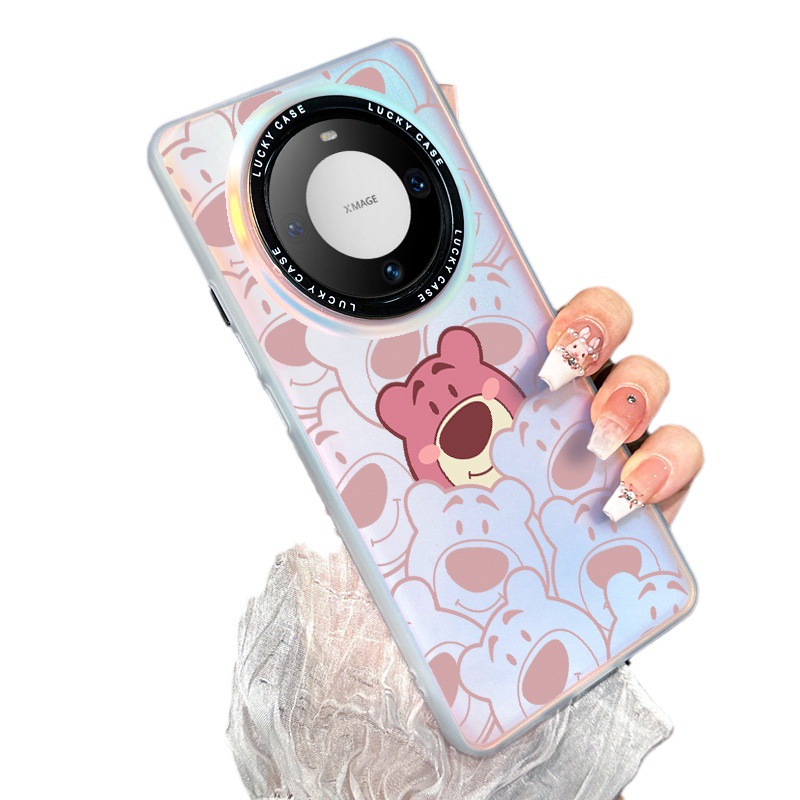 Laser imd strawberry bear Huawei MATE70 phone case for glory 90/p60 transparent nova11 frosted