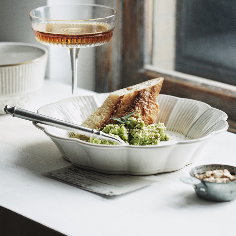 INS estilo japonés Cambio de horno comida occidental plato de ensalada plato de fruta patrón creativo plato de sopa profunda plato tazón de cerámica vajilla transfronteriza
