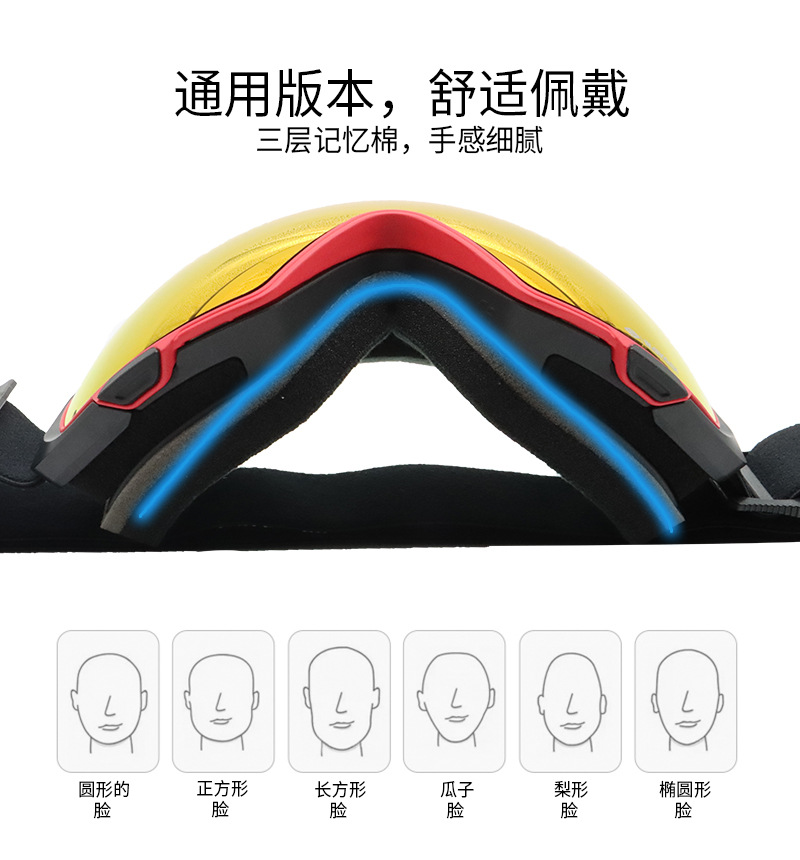 2022年新款双层防雾滑雪眼镜户外护目镜磁吸快速换片运动滑雪镜