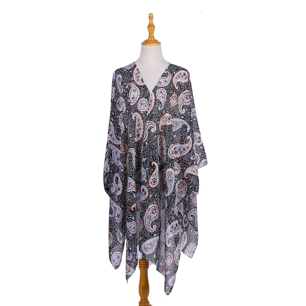 Venta caliente transfronteriza primavera y verano estilo europeo y americano corto gasa blusa de playa protección solar sombrilla kimono cardigan image 29