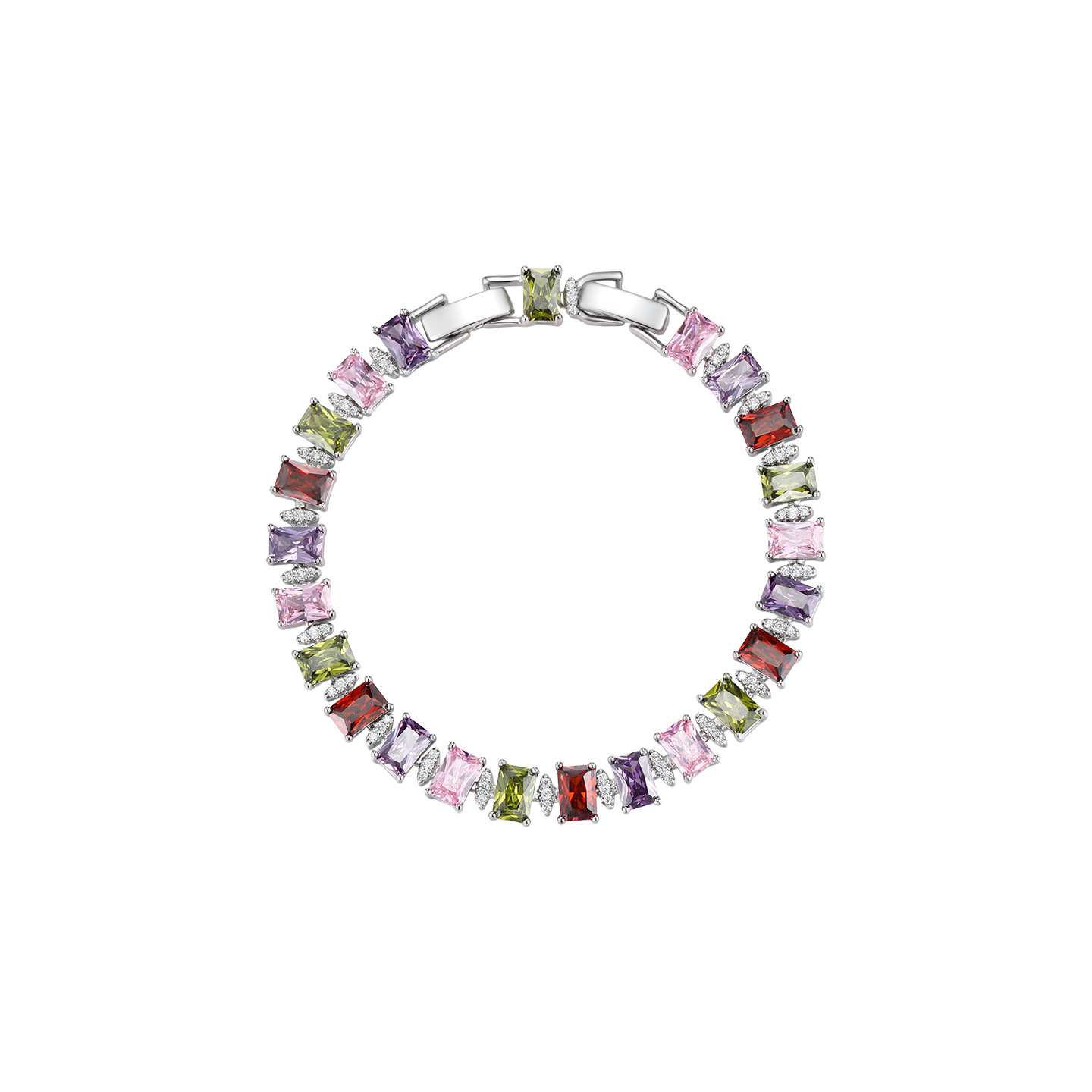 Pulsera con Gemas Cuadradas de Aleación de Cobre, Galvanizado, para Mujer