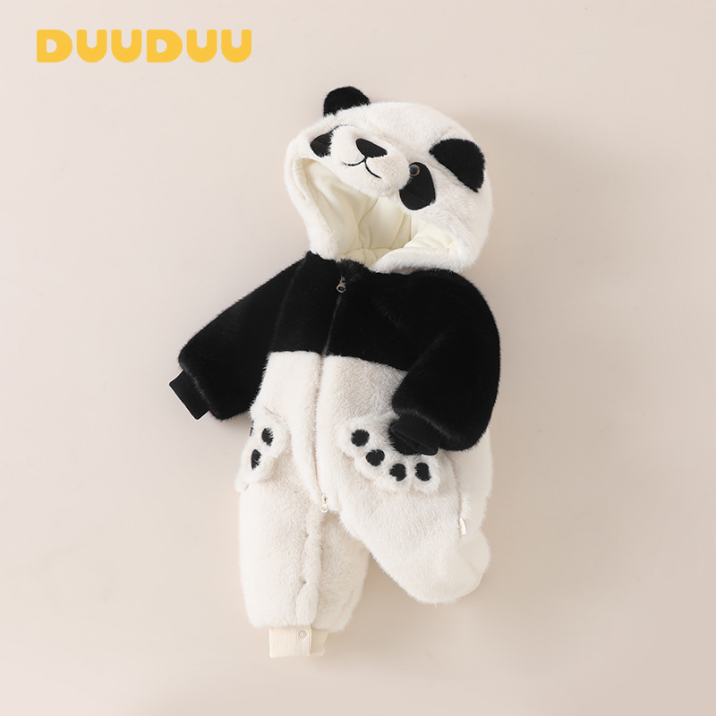 DUUDUU 팬더 겨울 코튼 코트 중간 중국 유형 A 두꺼운 옷 퀼트 점프 수트