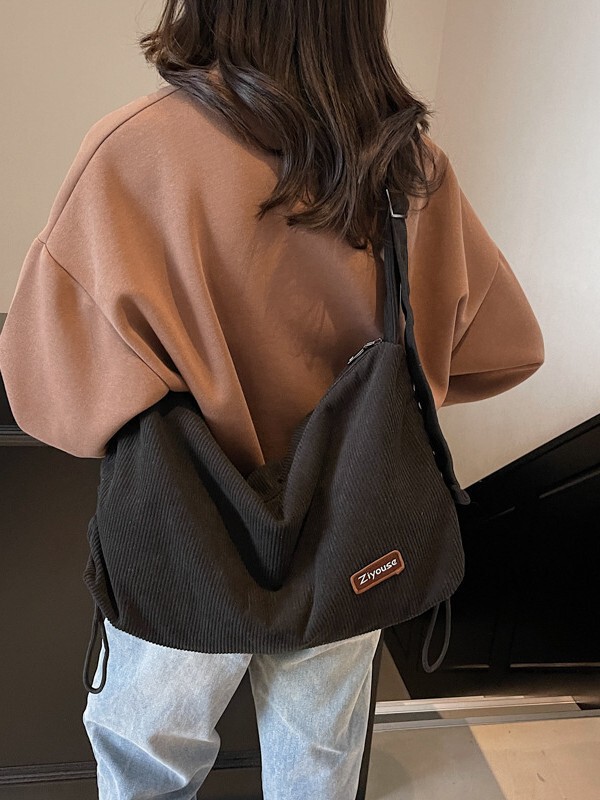 春の大容量シンプルな脇の下バッグ女性のための 2025 新しいコーデュロイハンドバッグショルダートートバッグ|undefined