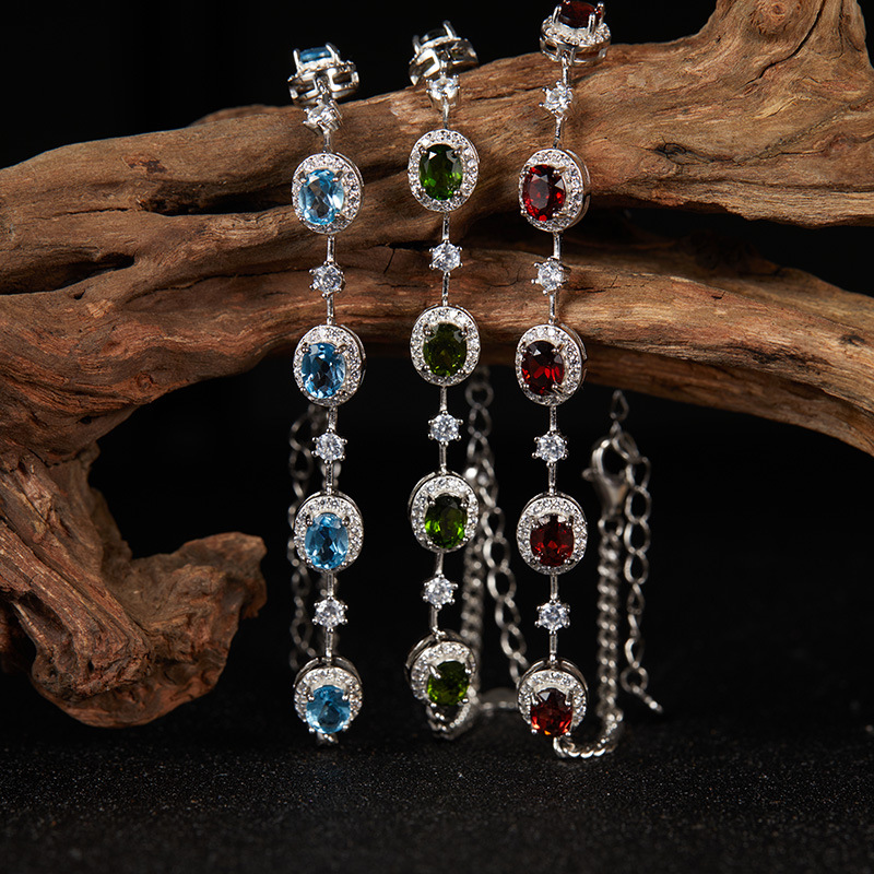 4g Weight Bracelets Classification 925 sterling silver Chain Material 1 Piece Quantity Date, Tea Party Occasion 925 Sterling Silver, Garnet, Apatite Material Geometric Pattern All Seasons Season Women's Gender Simple Style, Shiny Style 925 Sterling Silver Garnet Apatite Geometric Bracelets 21