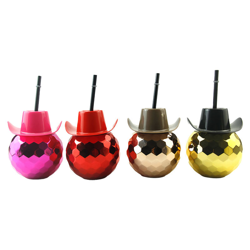 Transfronterizos clásicos hot selling sombrero de vaquero galvanizado bola disco maçonaria paja fiesta creativa taza de agua de paja