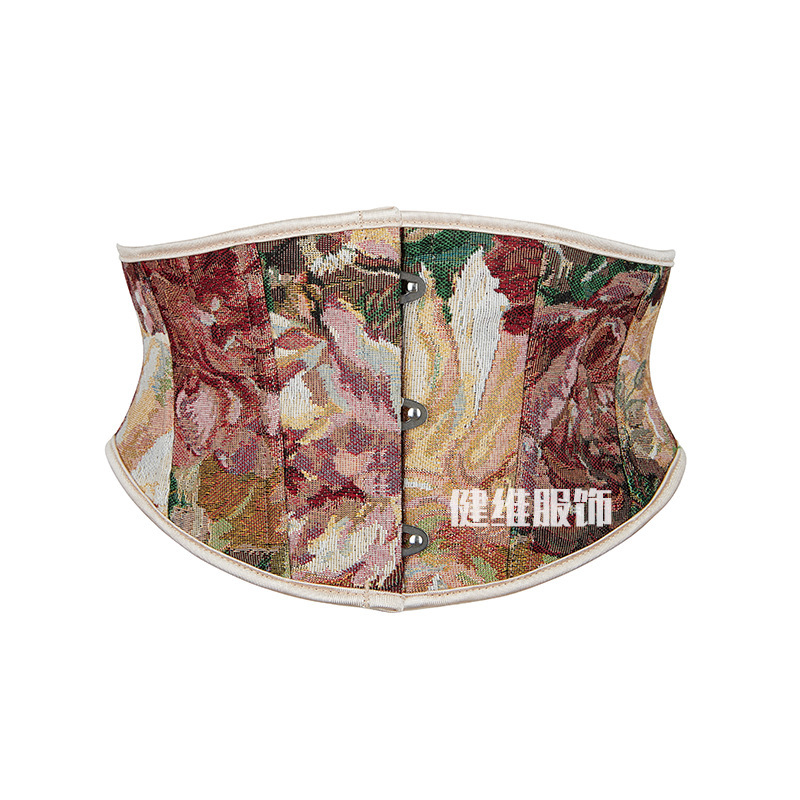 短款收腹腰带3扣16CM复古油画风修身美体绑带鱼骨束身腰封女士|undefined