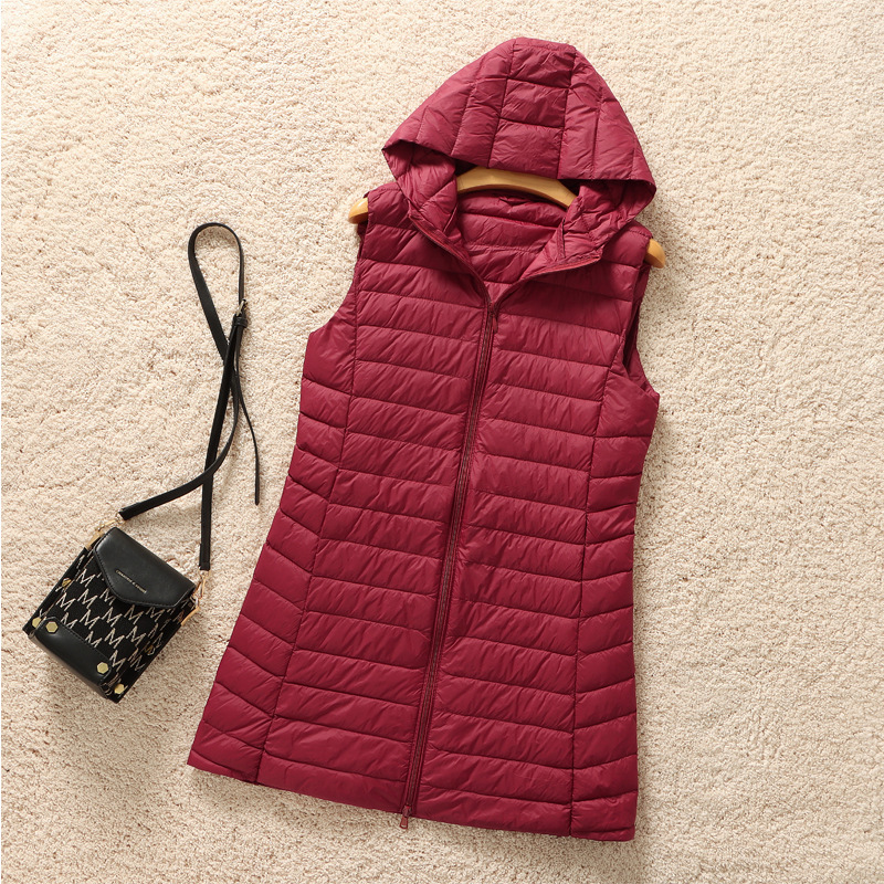 2023 Winter Hat Down Vest Women's Lightweight Mid-length Waistcoat Down Jacket Liner Hooded Vest Outer Wearing Large Size 2023 Winter Hat Down Vest Women's Lightweight Mid-length Waistcoat Down Jacket Liner Hooded Vest Outer Wearing Large Size