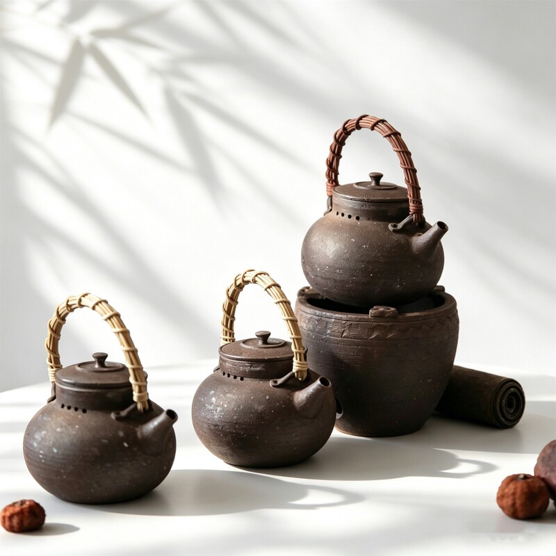 Old rock mud stoneware handmade ball hole pot red mud pot lifting beam pot boiling water teapot boiling tea pot pottery pot hot water bottle tea set Old rock mud stoneware handmade ball hole pot red mud pot lifting beam pot boiling water teapot boiling tea pot pottery pot hot water bottle tea set