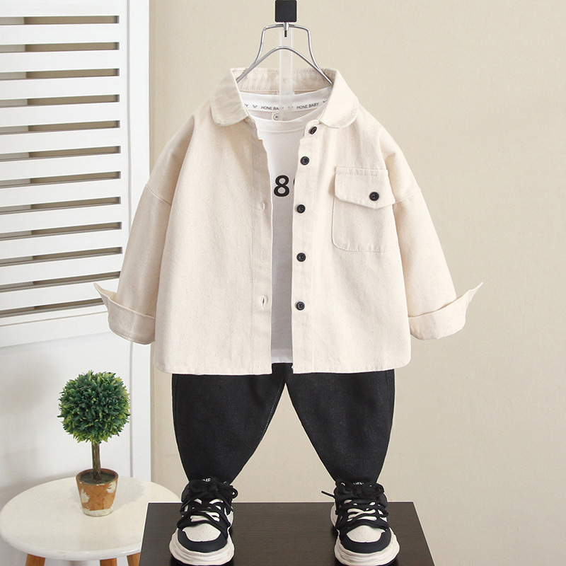 6269 Chaqueta de otoño para niños 2025 primavera y otoño nuevo estilo rebeca delgada para niños bebé hermosa camisa de manga larga marea