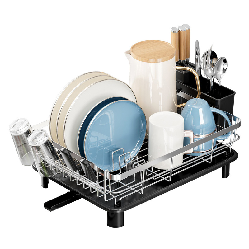 Escurridor de cocina, escurridor de platos pequeño para encimera, estante de almacenamiento de platos para gabinete, estante para platos transfronterizo