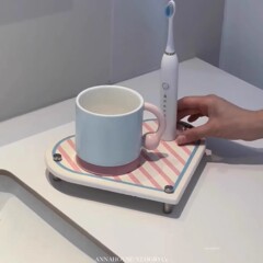新款多巴胺浴室置物收纳架卫生间洗漱台爱心硅藻泥速干牙刷垫吸水