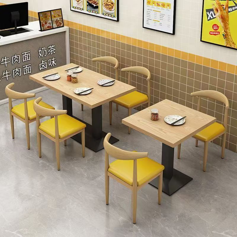 Milk Tea Dessert Shop Restaurant Table Commercial Economical Snack Noodle Shop Barbecue Breakfast Catering Dining Table and Chair Combination