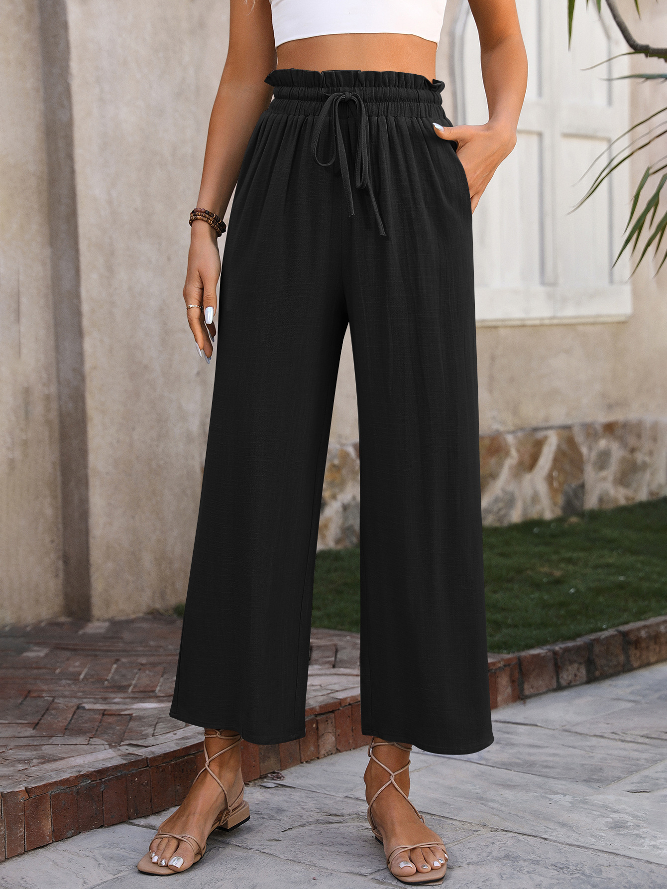 Women's Holiday Daily Vintage Style Solid Color Full Length Pocket Casual Pants display picture 11