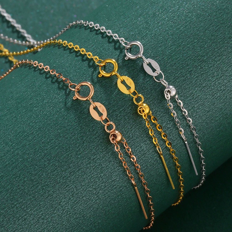 Цепочка-чокер из розового золота 18К (Au750), регулируемая, универсальная, простая, для женщин, в стиле "игла", для самостоятельного украшения.