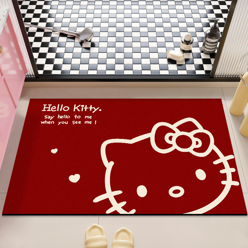 可爱HelloKitty硅藻泥吸水地垫家用卫生间洗漱台防滑易打理门垫|undefined