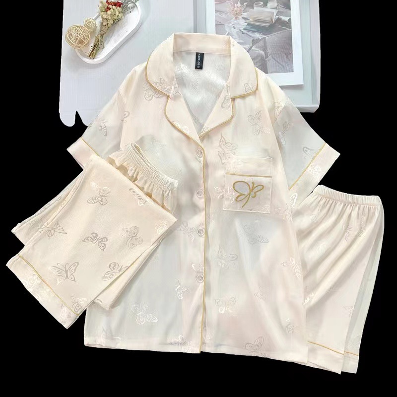 [가슴패드 포함 3종세트] 샴페인 나비 자수