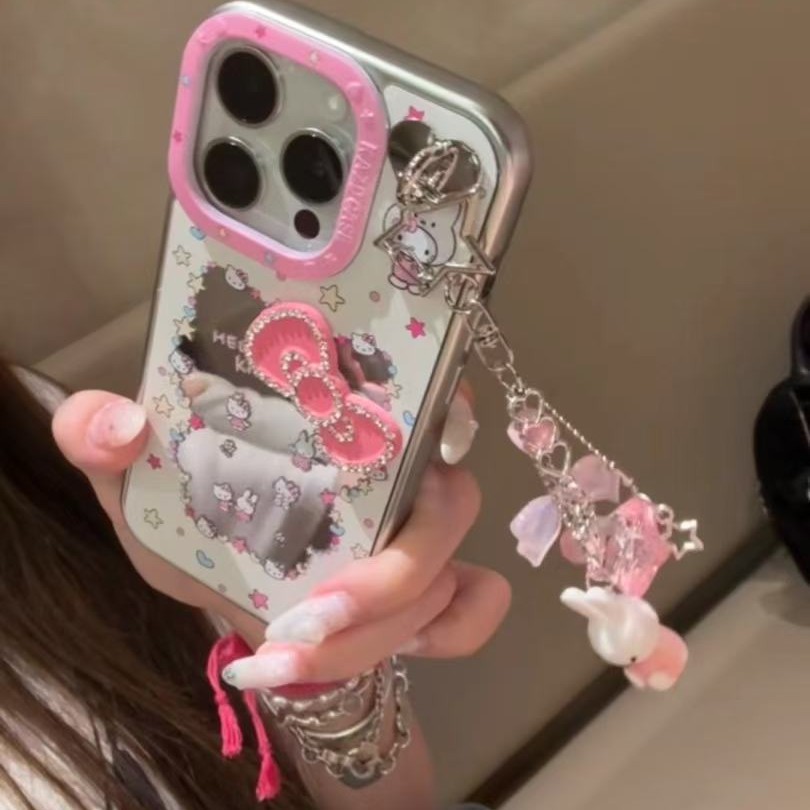 Sweet Cool Girl ins Mirror Bunny Adecuado para 16ProMax Colgante iphone14/13 Funda para teléfono móvil Apple 15 Nuevo