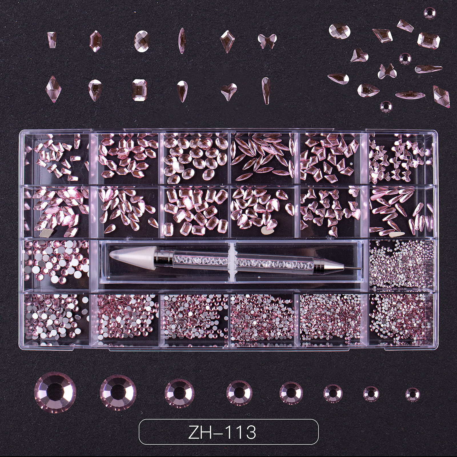 Transfronterizo nuevo clavo 21 rejilla rhinestone clavo taladro plano especial en forma de diamante clavo rhinestone uñas traje de la joyería al por mayor