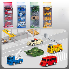 Construction Truck Toy Bundle Large Construction Fire Truck Military Missile Car Set Children's Boxed Trampoline Model